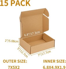 Versatile 7x5x2 Inch Brown Mailer Boxes – Easy Assembly Gift Packaging (15 Pack)