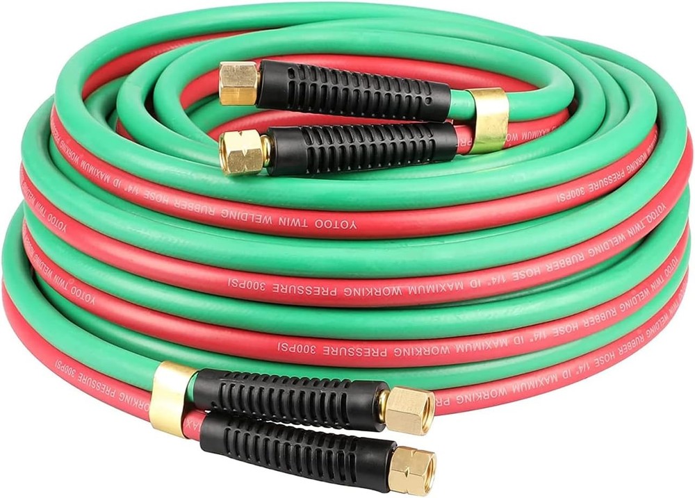 Oxygen Acetylene Hose 1/4-In×50 Feet with 9/16″-18 B fittings Twin Welding Hose