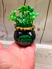 HAPPY St. Patrick’s Day POT SHAMROCK’S Fake Bake Whipped Cream Tiered Tray decor