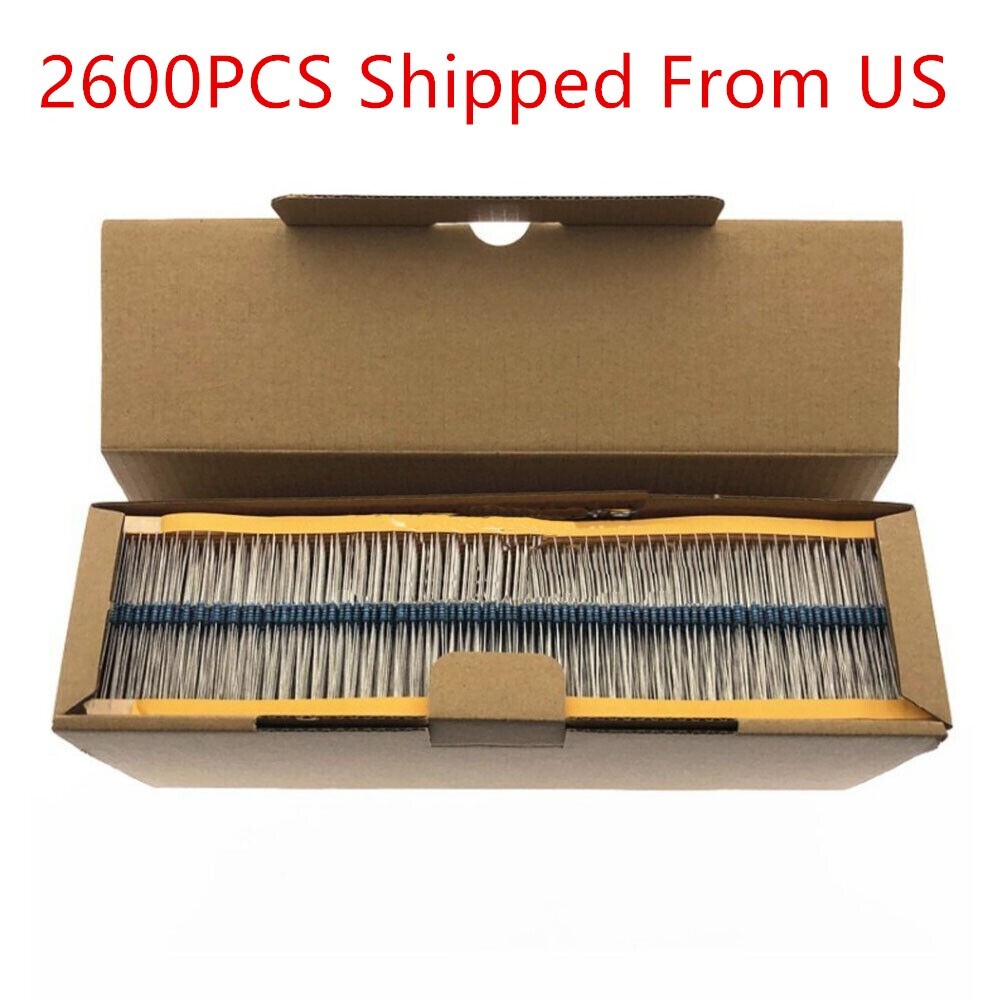 2600 pcs 130 Values 1/4W 0.25W 1ohm 3M Resistor Resistors Kit Assortment Set US