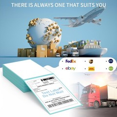 High-Quality 4×6 Fanfold Thermal Labels – 100 Shipping Labels with Blue Finish