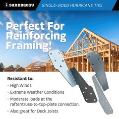 Sandbaggy Single-Sided Hurricane Ties for Rafters / Trusses – 18 Ga (Galvanized)