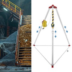 2600lbs Safety Confined Space Tripod Rescue Tripod Winch Adjustable 5.2-8ft Legs