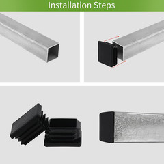 1 12 1.5 Inch Square Tube End Cap Plastic Plugs 12Pack 1 12 Inch 1.5 Inch Square