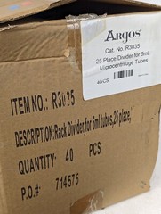 Argos R3035 Rack Divider 25 Place for 5 mL Microcentrifuge Tubes, Box of 40 pcs
