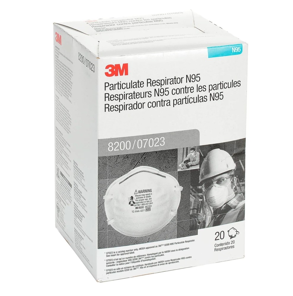 3M 8200 N95 Disposable Particulate Respirator, 20/Dispenser (Pack of 20)