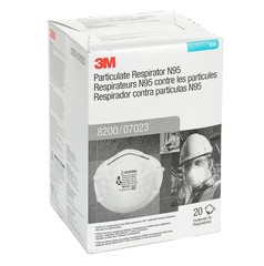 3M 8200 N95 Disposable Particulate Respirator, 20/Dispenser (Pack of 20)