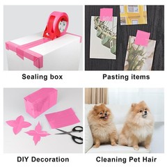 Pink Packing Tape with Dispenser, 2.4 Mil 1.88 Inch x 110 Yards, 2 Refills Ro…