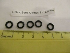 5mm ID x 8mm OD x 1.5mm thick O-ring. Buna-70. Quan 5.