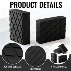 Pangda 4 Pack Solid Rubber Auto Lift Pads 6-3/8 X 4-3/4 X 1.57 Anti-Skid Lift