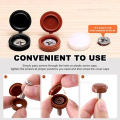 Plastic Fold Over Hinged Screw Cover Caps For Screws 11 Colour Packs 100 or 1000