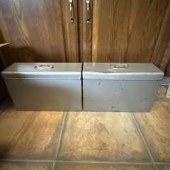 Lot Of 2 VTG Metal File Box Curmanco USA 12×5.5×10 Gray Steel Metal Latch