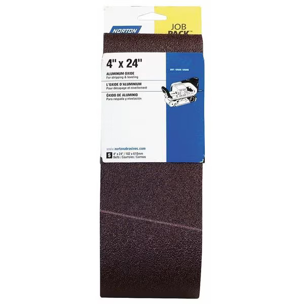 Sanding Belt, 4 in W, 24 in L, Coated, Aluminum Oxide, 80 Grit, Coarse, R255
