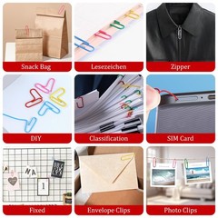 Paper Clips, 200 Medium 1.3 inch, Red, Green, Yellow, Blue, White, and Pink