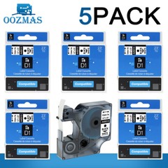 5PK For Dymo D1 12mm Label Tape Black on White 45013 S0720530 Cassette 1/2″ 160