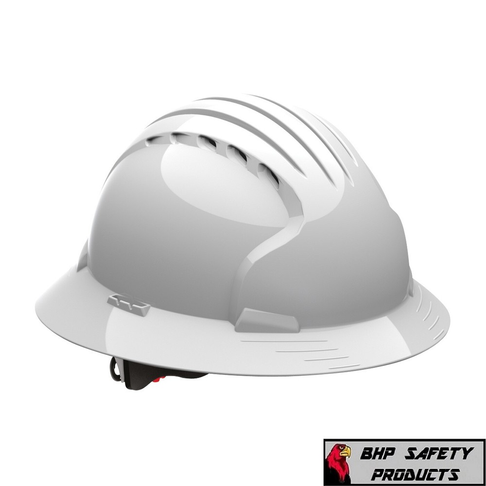 Evolution Deluxe 6161 Vented Full Brim Hard Hat w/ 6 Pt Ratchet Adjustment White