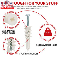 120Pcs #8 Self Drilling Drywall Anchors and Screws Kit #8 X 1-1/4”- Superb Wall
