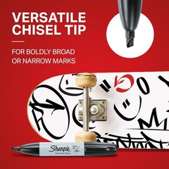 Sharpie Permanent Markers Chisel Tip Black 4 Count