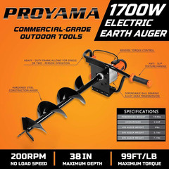 PROYAMA Electric Post Hole Digger, 1700W Corded Earth Auger with 4″ 6″ 8″ Drill