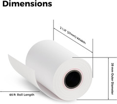 2 1/4” X 65 Ft Thermal Paper Receipt Rolls, Fits Ingenico 3500 5000 Verifone …
