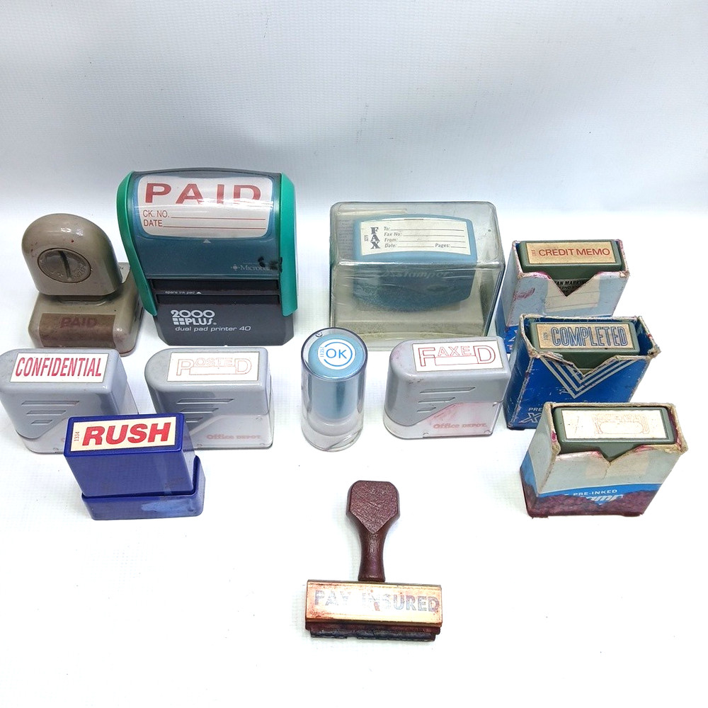 Office Stamp Lot 12 Xstamper & Office Depot PAID, RECEIVED, POSTED, CONFIDENTIAL