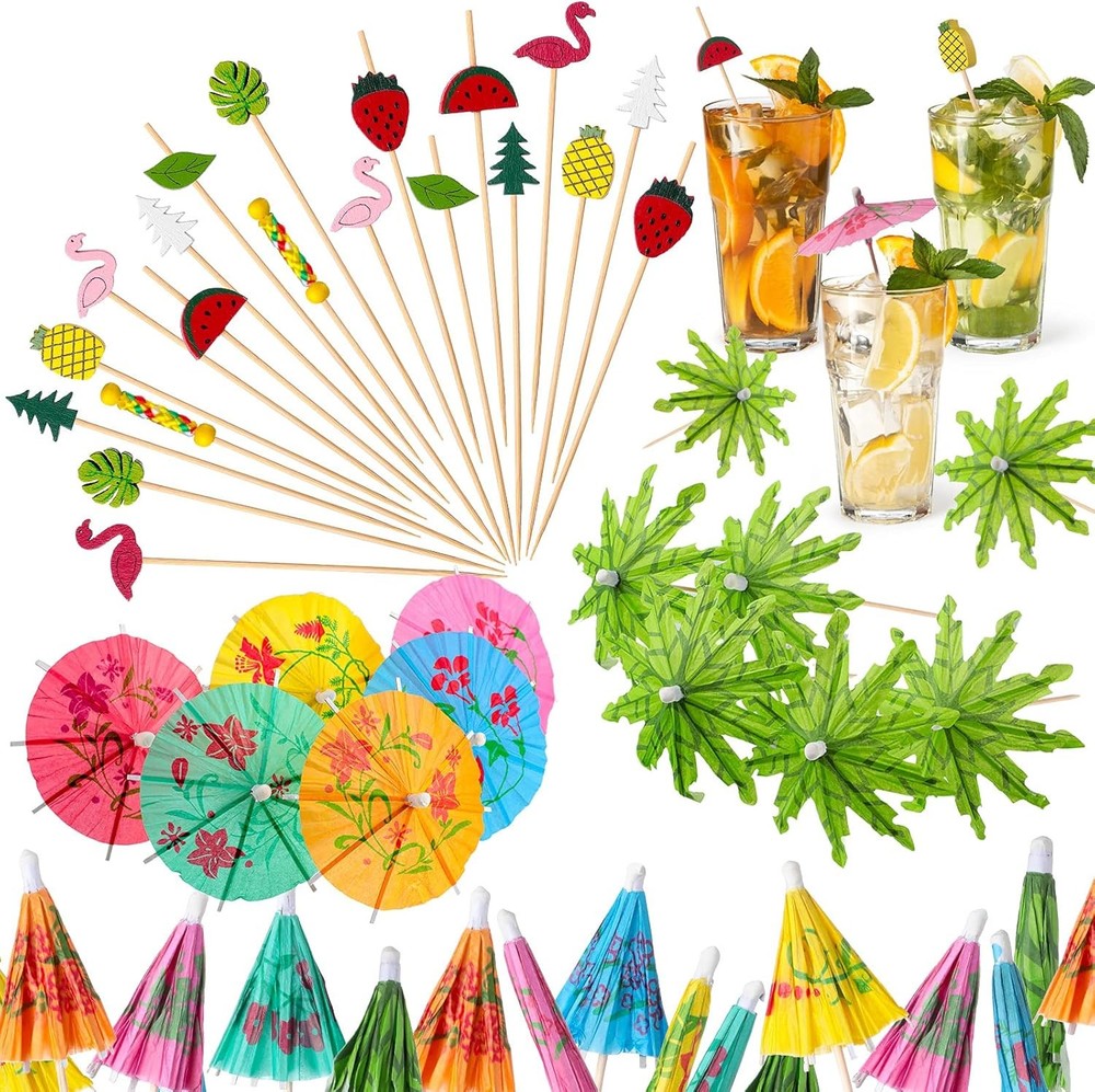 160 Pcs Cocktail Drink Decoration Accessories 60 Drink Cocktail Umbrellas 100