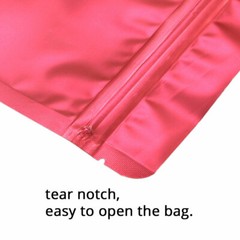 7×10.25in Red Foil Mylar Matte Stand Up Zip Lock Bag w/ Window & Desiccant