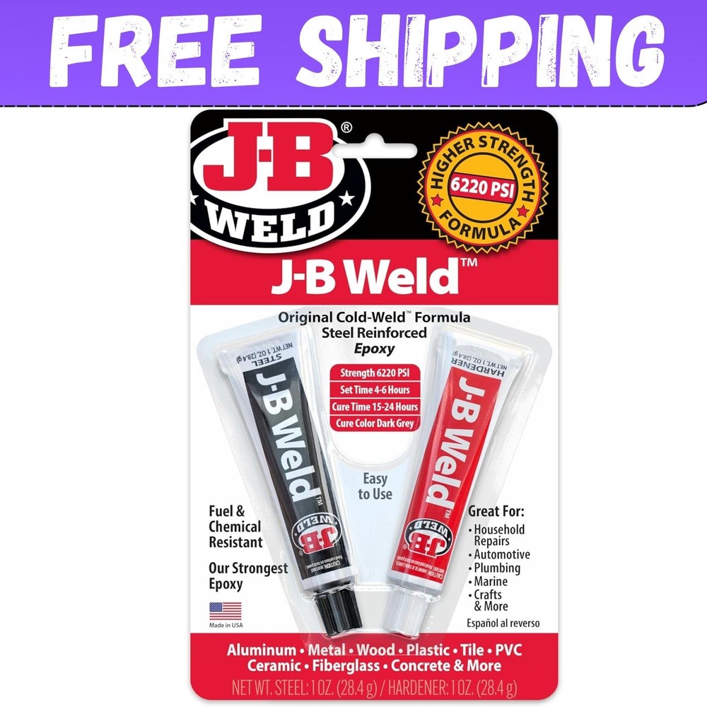J-B Weld 8265S Original Cold Weld Steel Reinforced Epoxy Metal Repair Glue 2 oz