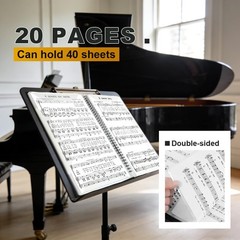 Sheet Music Folder 40 Pages Spiral Binder Organizer Storage 8.5×11 Inch