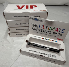 New Pentel Energel RTX Liquid Gel Ink Pen .7mm Black In VIP Box Lot of 5 BL77-A