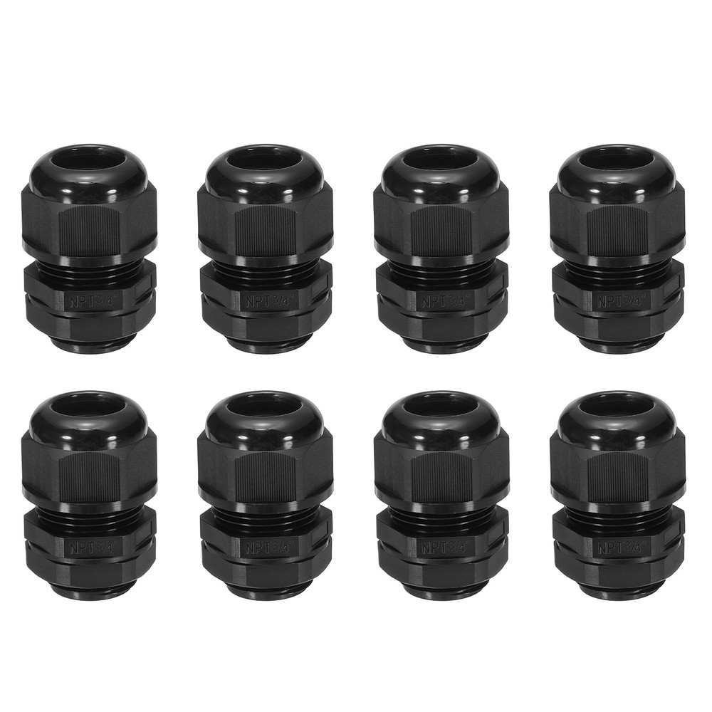 8 Pcs NPT 3/4″ Cable Glands Adjustable 12.5-18mm(Black)