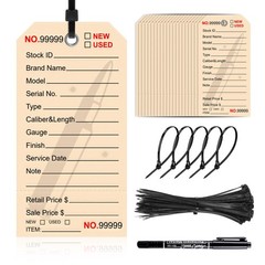 100 PCS Gun ID Tags Rifle Identification Tags with 100 Adjustable Wire Ties N…