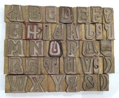 34 Pieces A To Z Letterpress Wood/Wooden Hand-Carved Matrices for Type English