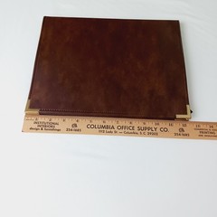 Vtg (1983) Hazel 12″x9.5″ Portfolio Binder Notepad Brass Corner Brown USA Oxford