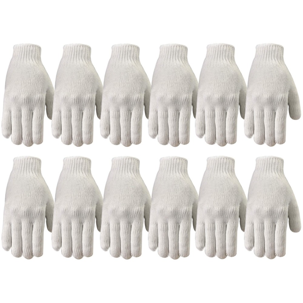 ~ 12 PAIRS STRING KNIT GLOVES ~ PROJECT SOURCE ~ WHITE ~ SIZE ( L ) LARGE ~ NEW~