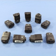 10 Leviton Brown Straight Blade Polarized Connector Plugs NEMA 1-15 15A 125V 102