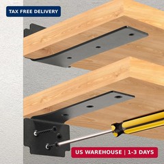 Floating Shelf Brackets,2 Pack Heavy Duty L Brackets for Shelves, 6 Inch Black S