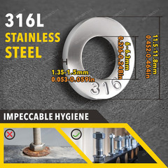 Flat Washers Marine 316 Stainless Steel Corrosion Resistant M6 1/4 Inch 150 PCS
