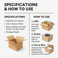 10/12/14″ Biodegradable Eco-Friendly Packing Peanuts, Sustainable Shipping Fill