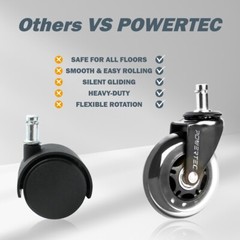 POWERTEC 17101 3″ Office Chair Casters Wheels Set of 5, Caster Replacement