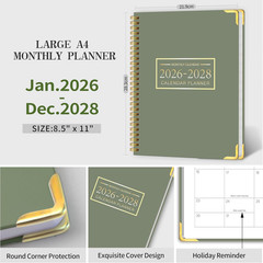 2026-2028 Monthly Planner – 3 Year Monthly Planner 2026-2028, Jan. 2026 – Dec