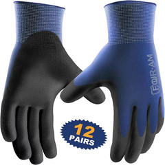 12pairs Ultra-Thin PU Coated Work Gloves,Excellent Grip,Nylon Shell Black