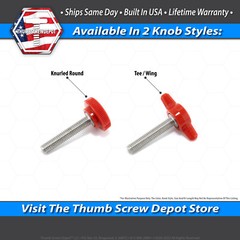 #10-32 x 1/2″ Thumb Screw Stainless Steel – Black Tee / Wing Knob – USA