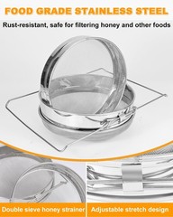 Stainless Steel Honey Strainer, Double Sieve Honey Filter, Honey Filters for …