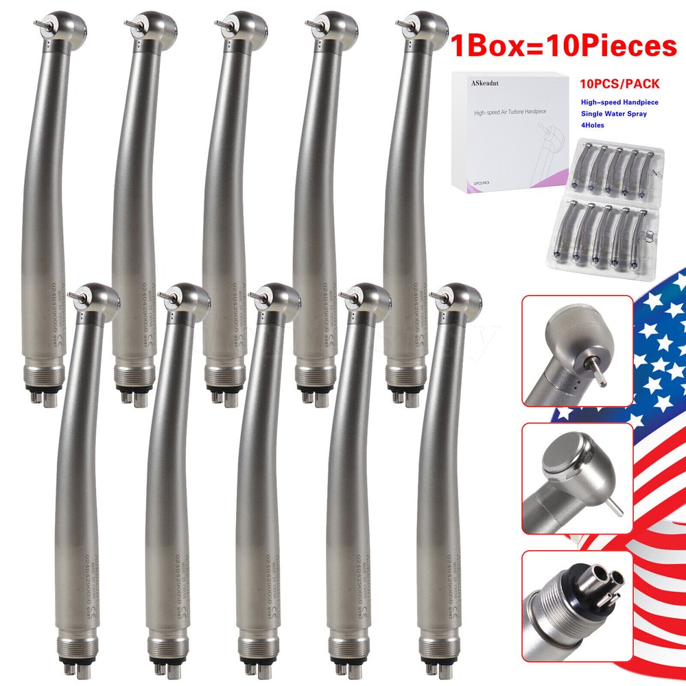 10 Pcs NSK Style Dental High Speed Handpiece Push Button Type 4Hole ASkeadnt