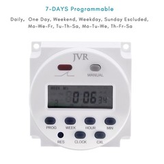 JVR 12V Timer Switch Programmable Digital 12 Volt DC/AC/Solar Battery Powered