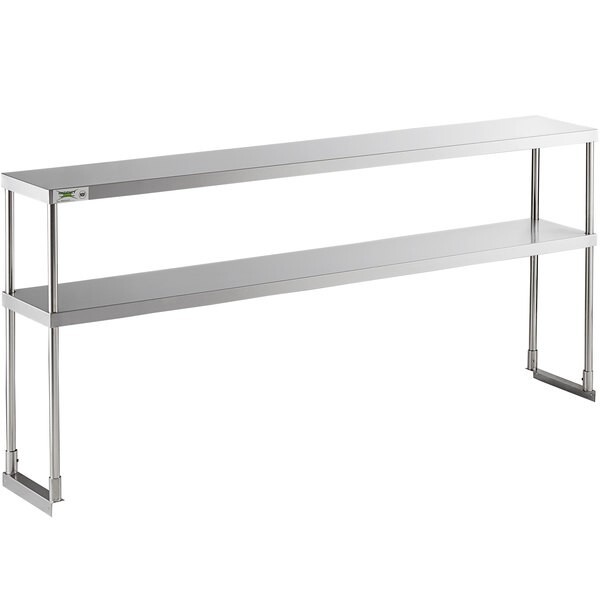 12″W x 72″D x 32″H Stainless Steel Double Deck Overshelf For Work Prep Tables
