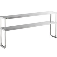 12″W x 72″D x 32″H Stainless Steel Double Deck Overshelf For Work Prep Tables