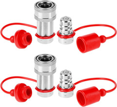 2 Pack 3/8” NPT Hydraulic Quick Connect Couplers 4000 PSI 3/8 Body Steel Set ISO