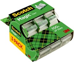 Scotch Magic Tape, 3 Dispensered Rolls, Numerous Applications, Invisible